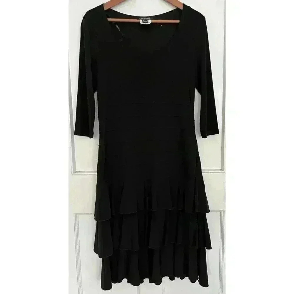 BNWT Nueva Black Tiered/ Ruffle Dress Size 8 - Picture 1 of 13